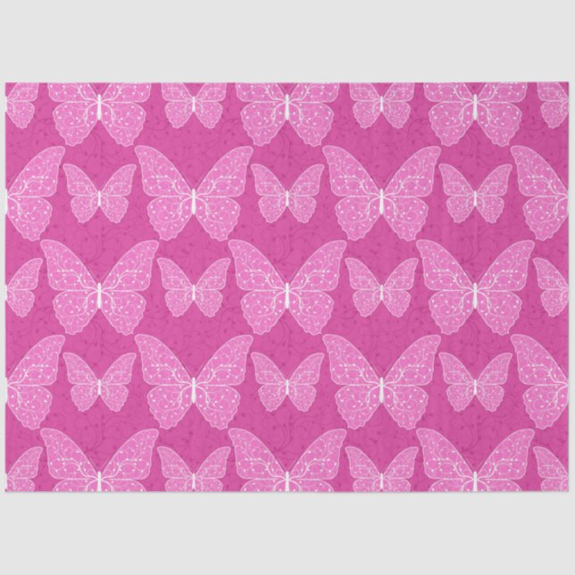 Luxury Modern Pink Natural Floral Butterfly Tissue Paper (Front)