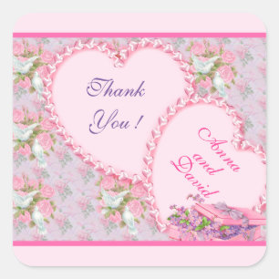 Luxury Modern Pink Rose Add Your Text Square Stick Square Sticker