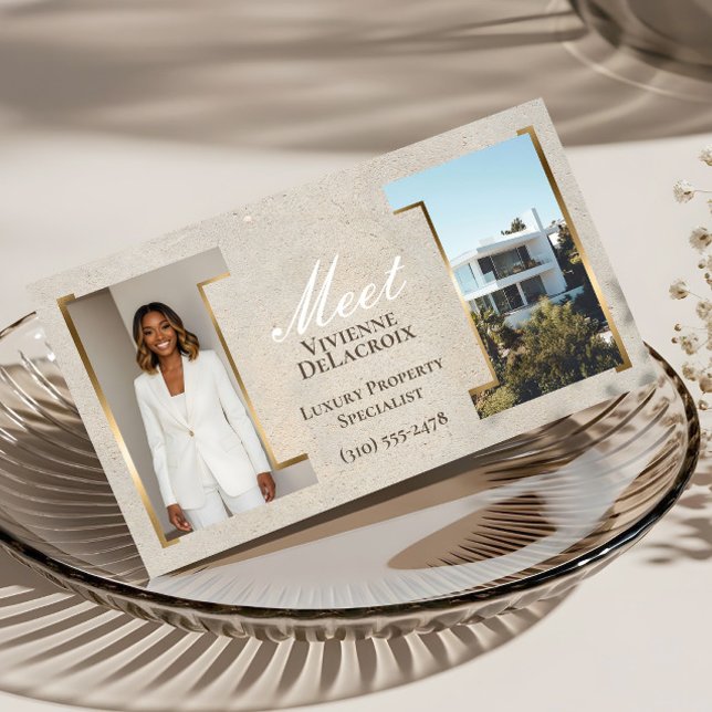 Luxury Modern Professional Real Estate Agent Photo Business Card (Luxury Modern Professional Photo Collage Elegant Business Card)