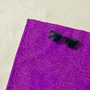 Luxury Modern Purple Natural Floral Butterfly Beach Towel