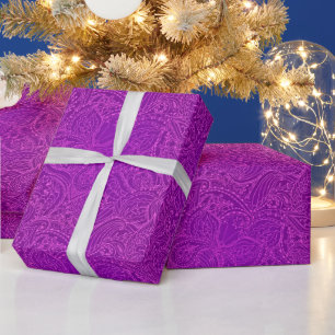 Luxury Modern Purple Natural Floral Butterfly Wrapping Paper