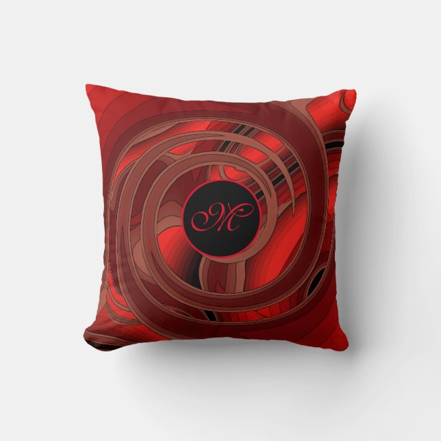 Luxury Modern Red Abstract Floral Rose Cushion (Front)