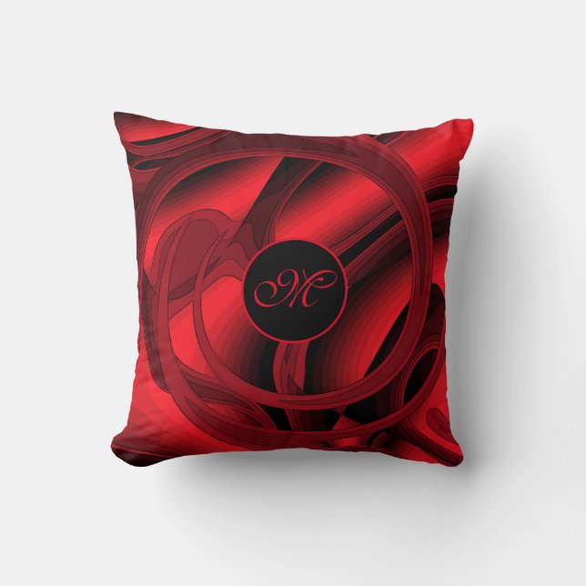Luxury Modern Red Abstract Floral Rose Cushion (Front)
