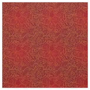 Luxury Modern Red Natural Floral Butterfly Fabric