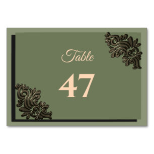 Luxury Modern Sage green & gold faux metallic Table Number