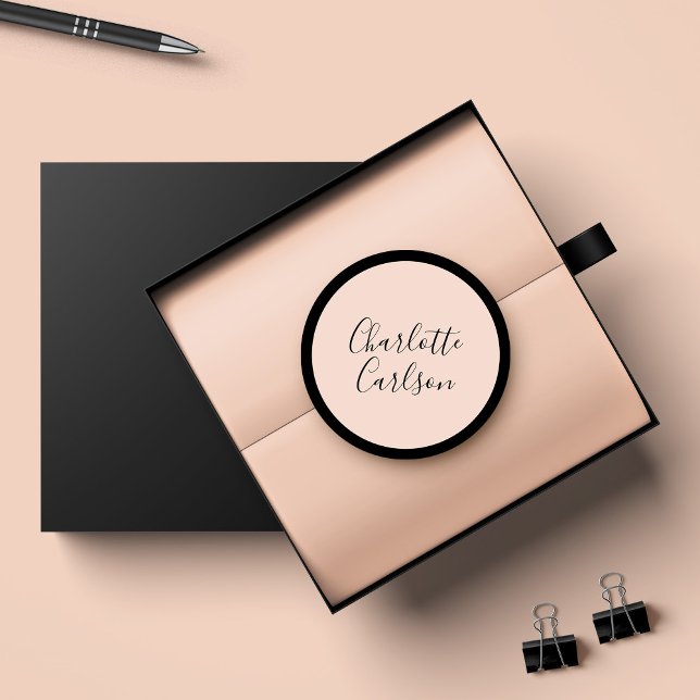 Luxury Modern Script Typography Blush Pink Classic Round Sticker (Creator Uploaded)