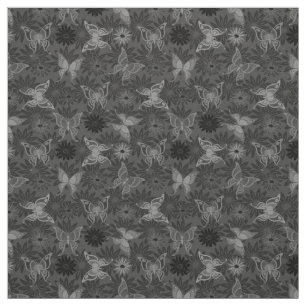 Luxury Modern Silver Natural Floral Butterfly Fabric