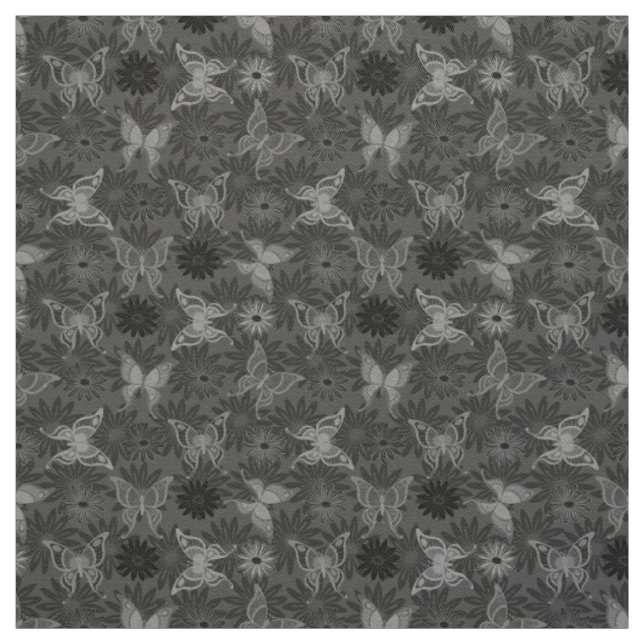 Luxury Modern Silver Natural Floral Butterfly Fabric (Swatch)