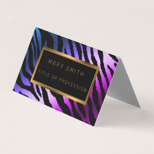 Luxury Modern Silver Purple Tiger Add Your Text Business Card
