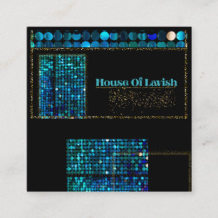 Luxury Modern Teal Luxe Mosaic Black Business Card