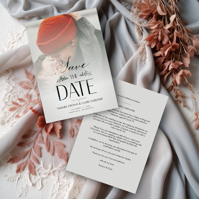 Luxury Modern Transparency Wedding Photo Script Save The Date (Luxury Modern Transparency Wedding Custom Photo Script Save the Dates Cards. )