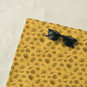 Luxury Modern Tropical Gold Natural Butterfly Beach Towel