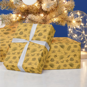 Luxury Modern Tropical Gold Natural Butterfly Wrapping Paper