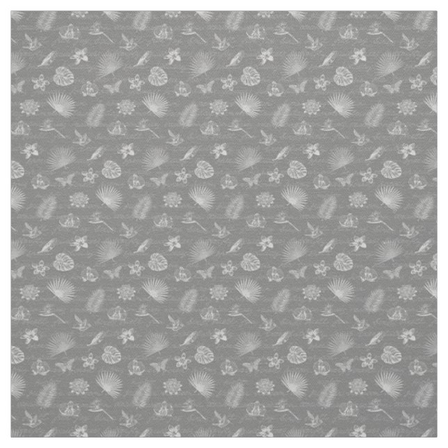 Luxury Modern Tropical Silver Natural Butterfly Fabric (Swatch)