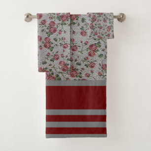 Luxury Modern Vintage Floral Rose Bath Towel Set