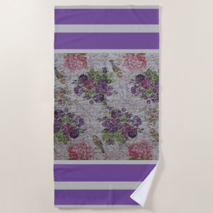 Luxury Modern Vintage Floral Rose Beach Towel