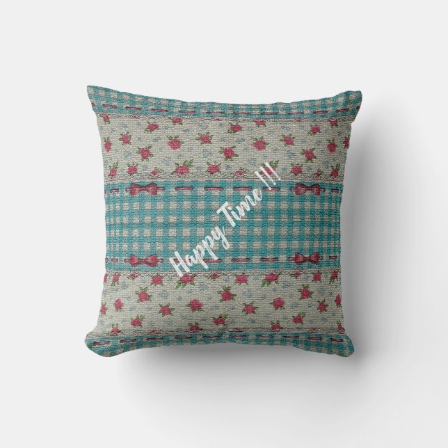 Luxury Modern Vintage Floral Rose Cushion (Front)