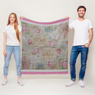 Luxury Modern Vintage Floral Rose Fleece Blanket