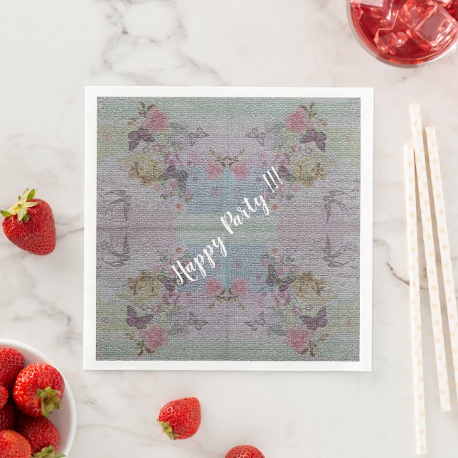 Luxury Modern Vintage Floral Rose Napkin (Insitu)