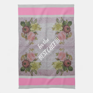 Luxury Modern Vintage Floral Rose Tea Towel
