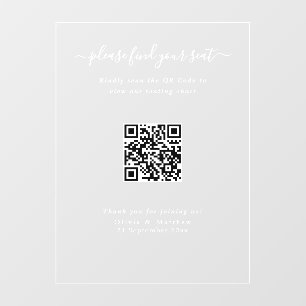 Luxury Modern Wedding QR Code Seating Chart Sign