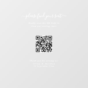 Luxury Modern Wedding QR Code Seating Chart Sign