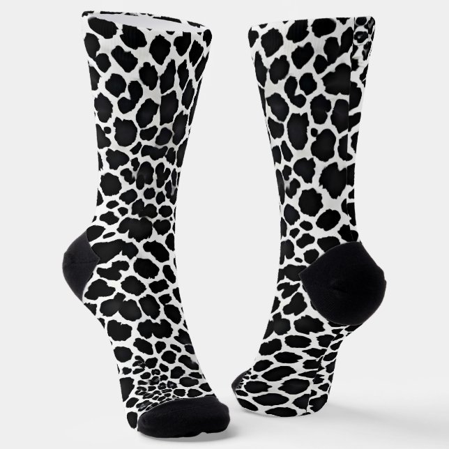 Luxury Modern White Leopard Elegant Collection Socks (Angled)