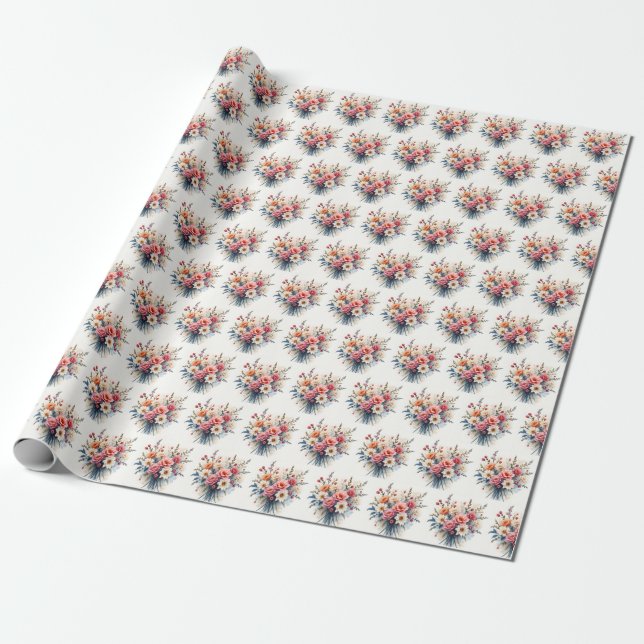 Luxury Modern Wildflowers Beautiful Collection Wrapping Paper (Unrolled)