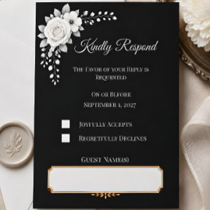 Luxury Monochrome Wedding RSVP Card