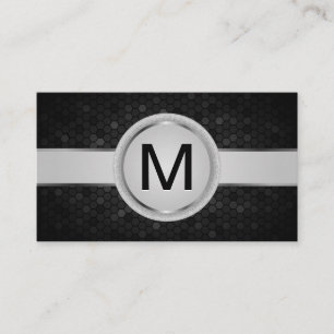 Luxury Monogram Band Metallic Geometric Pattern Business Card