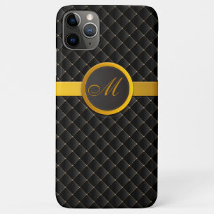 Luxury Monogram Black Diamond Upholstered Leather Case-Mate iPhone Case