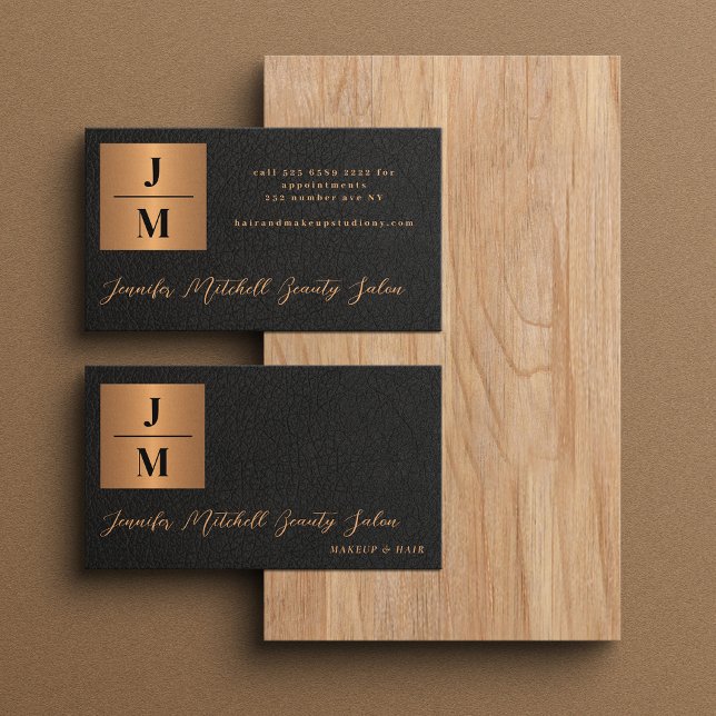 Luxury monogram black gold professional business card (Creator Uploaded)
