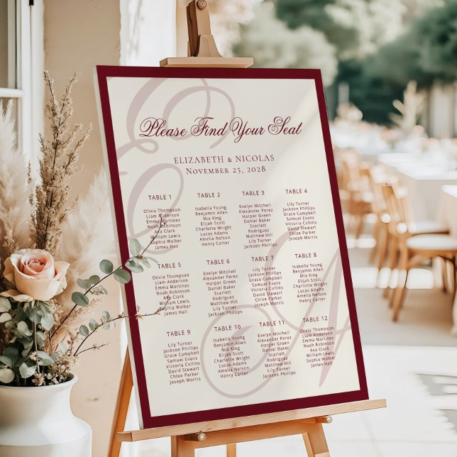 Luxury Monogram Calligraphy Wedding Seating Chart (Creator Uploaded)