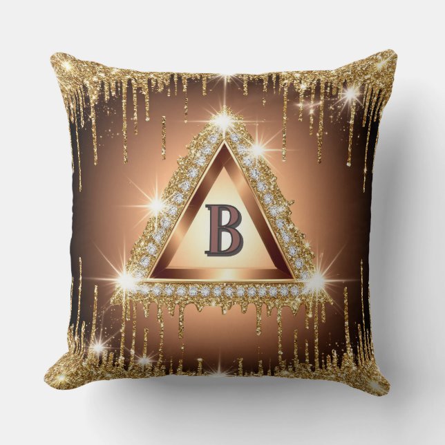 Luxury Monogram Diamond Frame Design Cushion (Front)