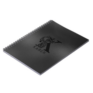 Luxury Monogram K on Dark Gray Notebook