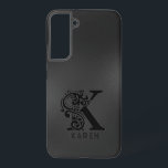 Luxury Monogram  K on Dark Grey Samsung Galaxy Case<br><div class="desc">Monochromatic slick design with the luxury letter K - in black over a dark-grey background. All letters are available by request.</div>