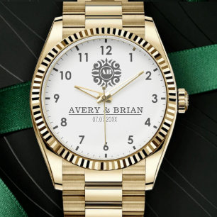 Luxury  Monogram Letters with Couple's Names Watch