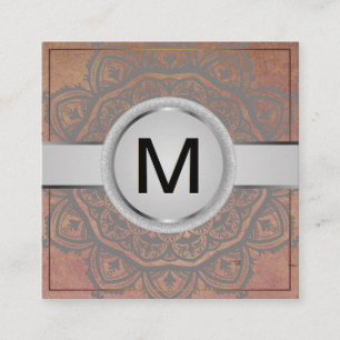 Luxury Monogram Mandala Pattern Square Business Card