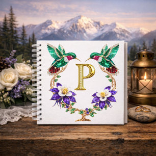 Luxury Monogram P Gold Hummingbird Wedding Shower  Notebook