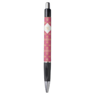 Luxury Monogram Pink and Gold Quatre Floral