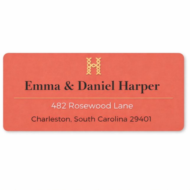 Luxury Monogram Wedding Address Envelope (Elegant Coral Address Label — Modern monogram design for weddings and personalized stationery)