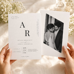 Luxury Monogram Wedding Invitation Template.