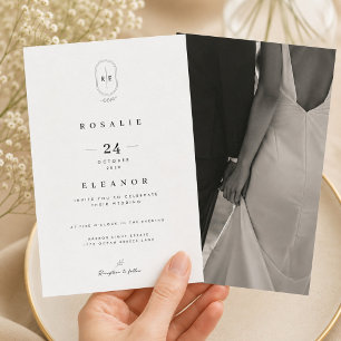 Luxury Monogram Wedding Invitation with Photo
