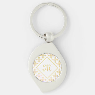 Luxury Monogram White and Gold Quatre Floral Key Ring