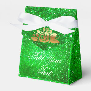 Luxury Monogrammed Popular Green Gold Glitter Favour Box
