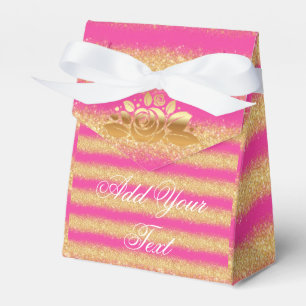 Luxury Monogrammed Popular Pink Gold Glitter Favour Box