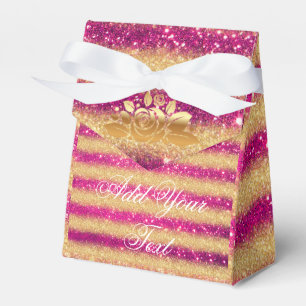 Luxury Monogrammed Popular Pink Gold Glitter Favour Box