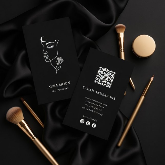 Luxury Moon Beauty Studio Elegant  Business Card (Creator Uploaded)