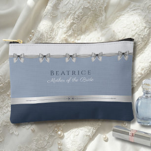 Luxury Mother of the Bride Slate Blue Makeup Accessory Pouch