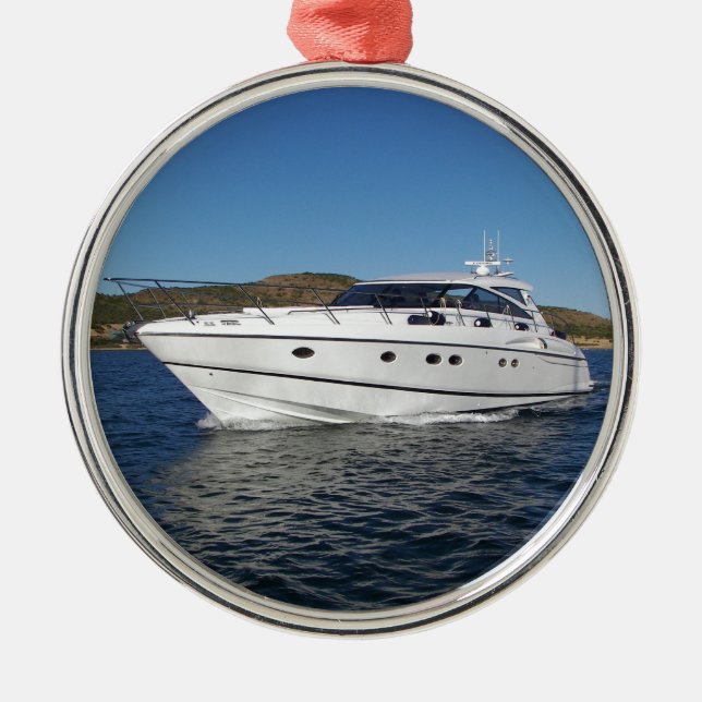 Luxury Motor Boat Metal Tree Decoration (Front)